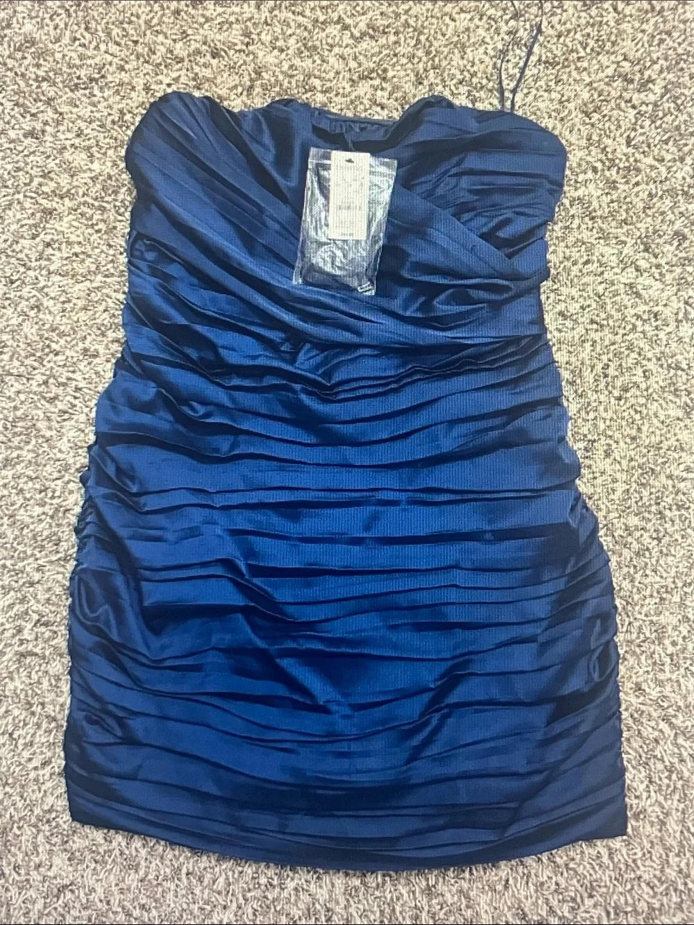Express Strapless Ruched Sheen Dress - Navy Blue